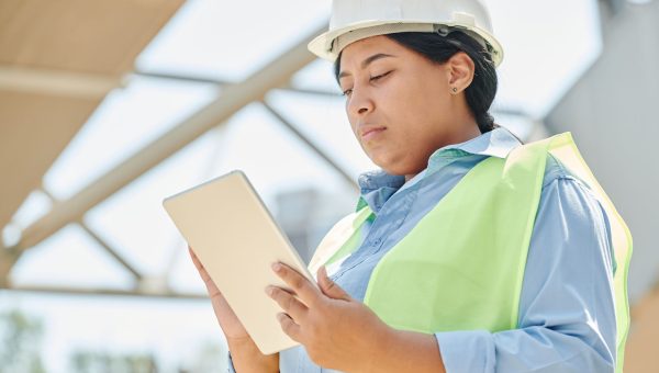 Technicien relevant des données sur site